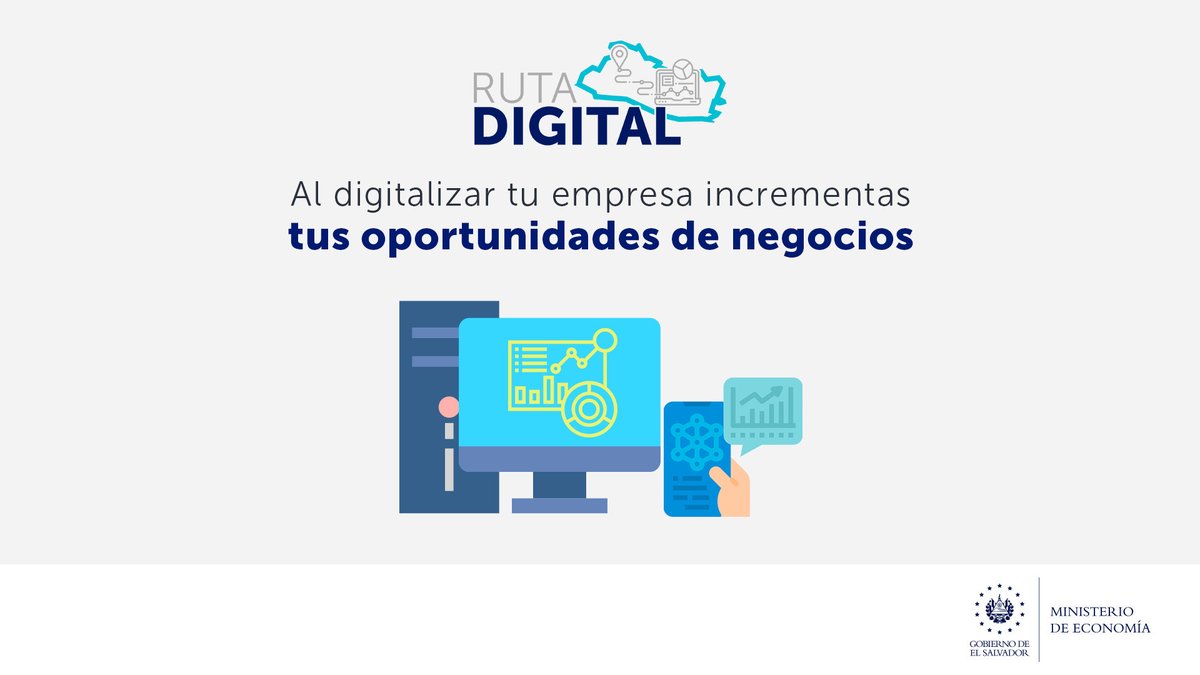 Aprovecha nuestra #RutaDigital para conocer qué tan bien utilizas las tecnologías para administrar tu #MIPYME, elaborar tus productos o comercializarlos.
Ingresa a: https://t.co/54JlstIZNt y descubre qué necesitas para digitalizarte e incrementar así tus ventas. https://t.co/RumndVzK68