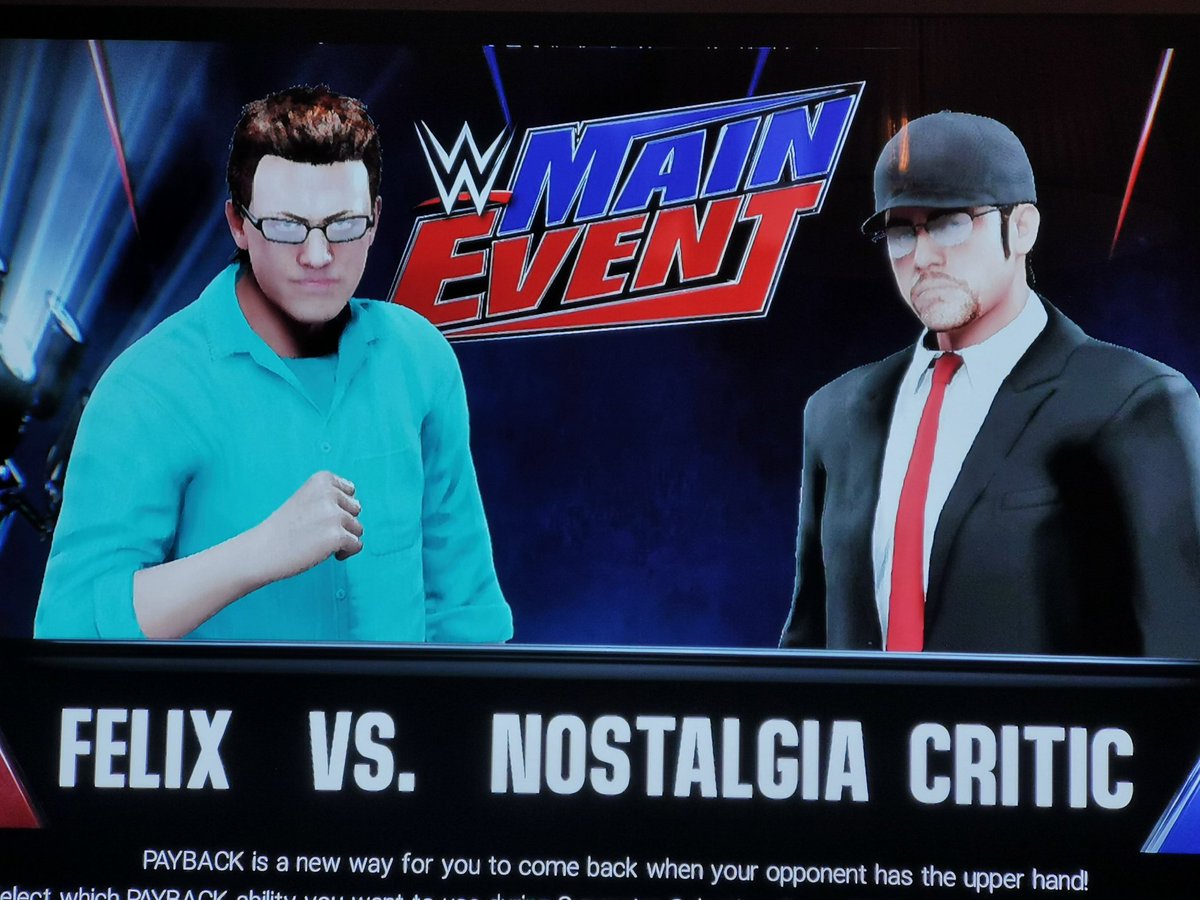 egoneagle's tweet photo. Idag har jag skapat Felix från @MonteFjanton i WWE 2K19 där han fightas mot Nostalgia Critic. Figuren går att ladda upp i Playstation 4-versionen av spelet.
#svenska #tvspel #dataspel #sverige #swedish #felixrecenserar https://t.co/QPlIpbjpBm