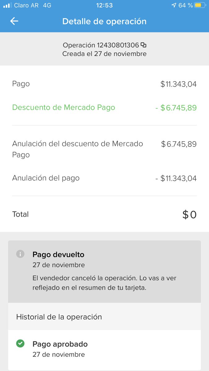meramigone's tweet photo. @mercadopago @carrefourarg @mercadopago_arg Cuando quise volver a pagar, solo me descontaba 400 pesos https://t.co/KRN6mVRmKQ