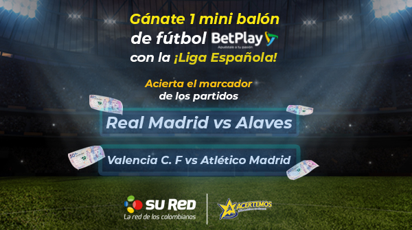 Acertemos's tweet photo. ¡Gánate un mini balón de fútbol acertando el marcador de 2 partidos de la #LigaEspañola!

1. Seguir nuestro perfil @Acertemos.
2. Ser uno de los 5 primeros en acertar el marcador final de Real Madrid vs. Alaves y Valencia C.F. vs. Atlético Madrid.

TyC: https://t.co/W0vAlDrktP https://t.co/OBG7OoSsY1