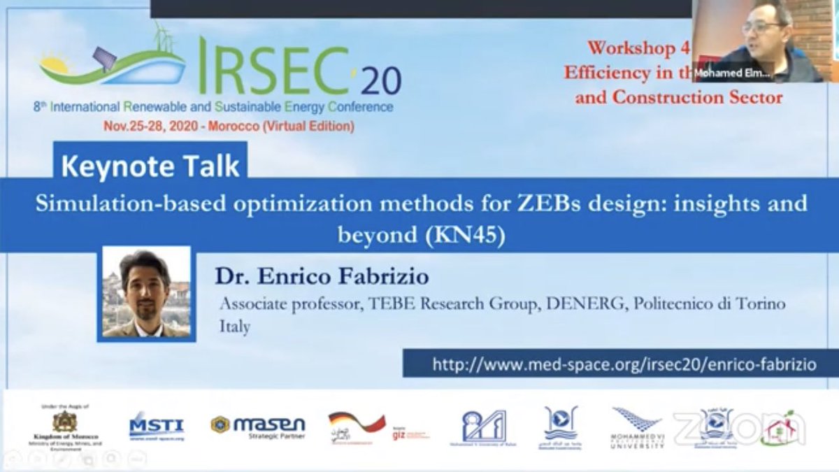 EnricoFabrizio2's tweet image. Very honoured to be part of the virtual 2020 edition of #IRSEC 8th International Renewable and Sustainable Energy Conference and have the opportunity to talk on #Simulationbasedoptimization for #Zeroenergybuildings
Streaming at m.youtube.com/watch?v=mOxDYG… (from 4:29:30)