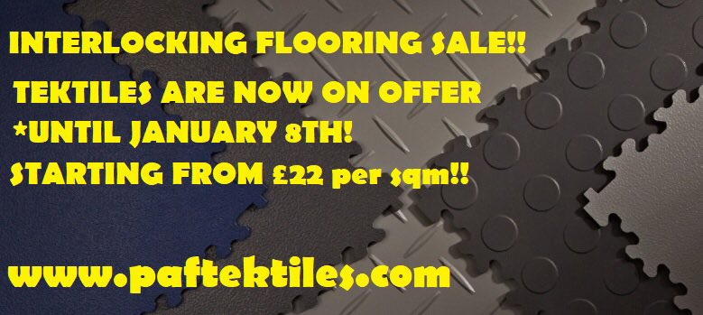 PAFSystems's tweet photo. Wow! It’s the end of year floor tile sale. Where has the time gone?! Measure up and get a quote, lots of deals are up for grabs! #paftektiles #garagefloortiles #workshopflooring #workshopfloortiles #interlockinggarageflooring #pafsystems https://t.co/TA4AMIAE68
