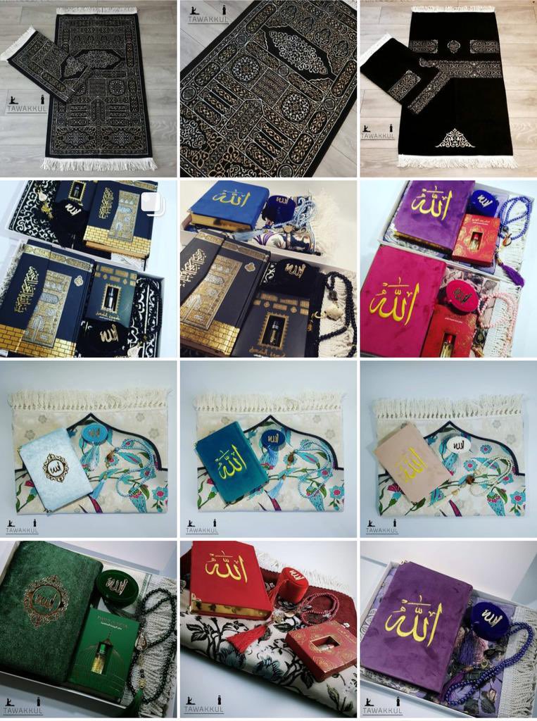 ANOTHER GIVEAWAY!

to enter you must RT and follow <a href="/tawakkulgifts/">Tawakkulgifts</a> on instagram (this gives you 2 entries if you do both)

the giveaway includes: 4 winners

1. yaseen gift set
2. pink prayer mat + tasbih
3. gold qur’an - With QR code feature + tasbih
4. mini qur’an set