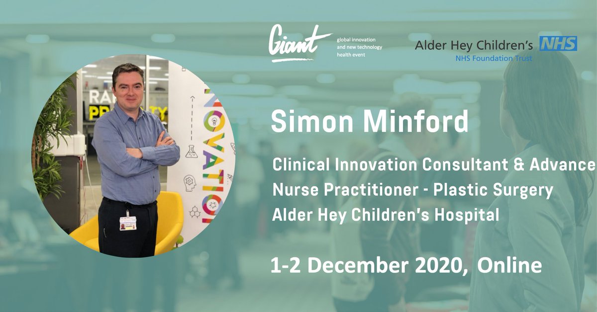 GIANT_health's tweet photo. We are proud to present Simon Minford - Clinical Innovation Consultant & Advanced Nurse Practitioner - Plastic Surgery @AlderHeyInnov at #GIANT2020
He is speaking about Neonatal Telemedicine Baby Cam #Level2000
Join us📍Online🗓1-2 December
Buy ticket👇
https://t.co/1sK9lPotdu https://t.co/P4BlFvTp7N