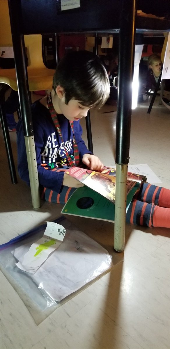 Sharon_readUP's tweet photo. Gr. 2/3 Aulenback loves Flashlight Friday Reading! S's smiling, engaged, building stamina & enjoying their reading experience. Create reading adventures to motivate your readers-Fireplace Friday-Camping Classroom... #makeitsocial #studentchoice @AdesElem @tanyamac73 @HrceLiteracy https://t.co/QtFm2I9T3m
