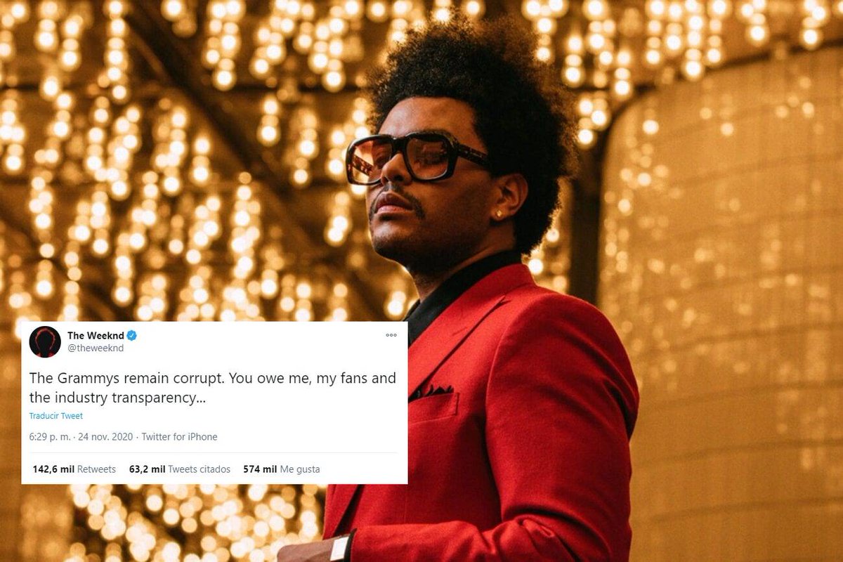 TuMedio on Twitter: "The Weeknd denuncia corrupción en los Grammys Tras  darse a conocer a los nominados y ver que su nombre no figuraba, #TheWeeknd  se pronunció en redes sociales con el