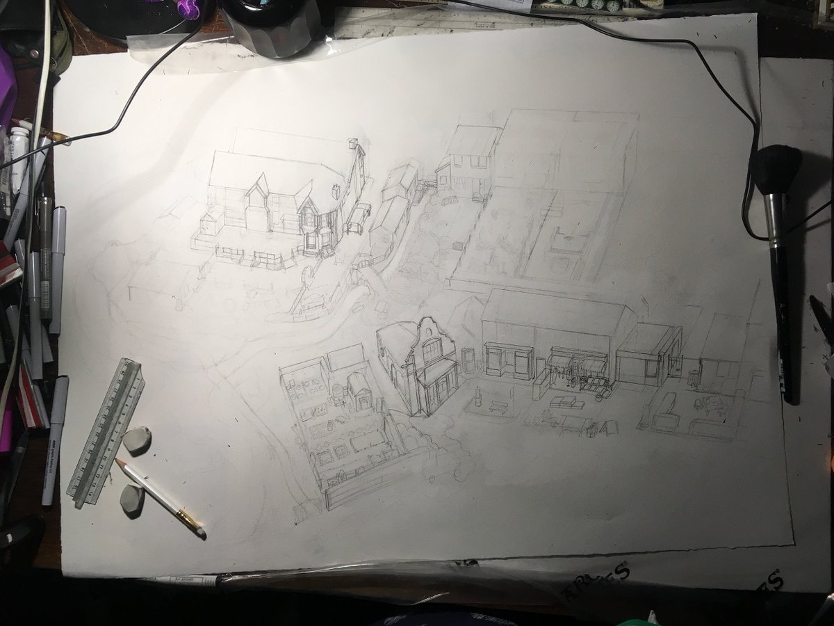 Eager, I jumped to pencils before the layout was locked down. It was very helpful for scale + /feel/ but we quickly decided to move to digital for sketching. Pencil is fun but SLOW! Shoutout to Jake for being great to work with in the early nervy stages: thorough & enthusiastic.
