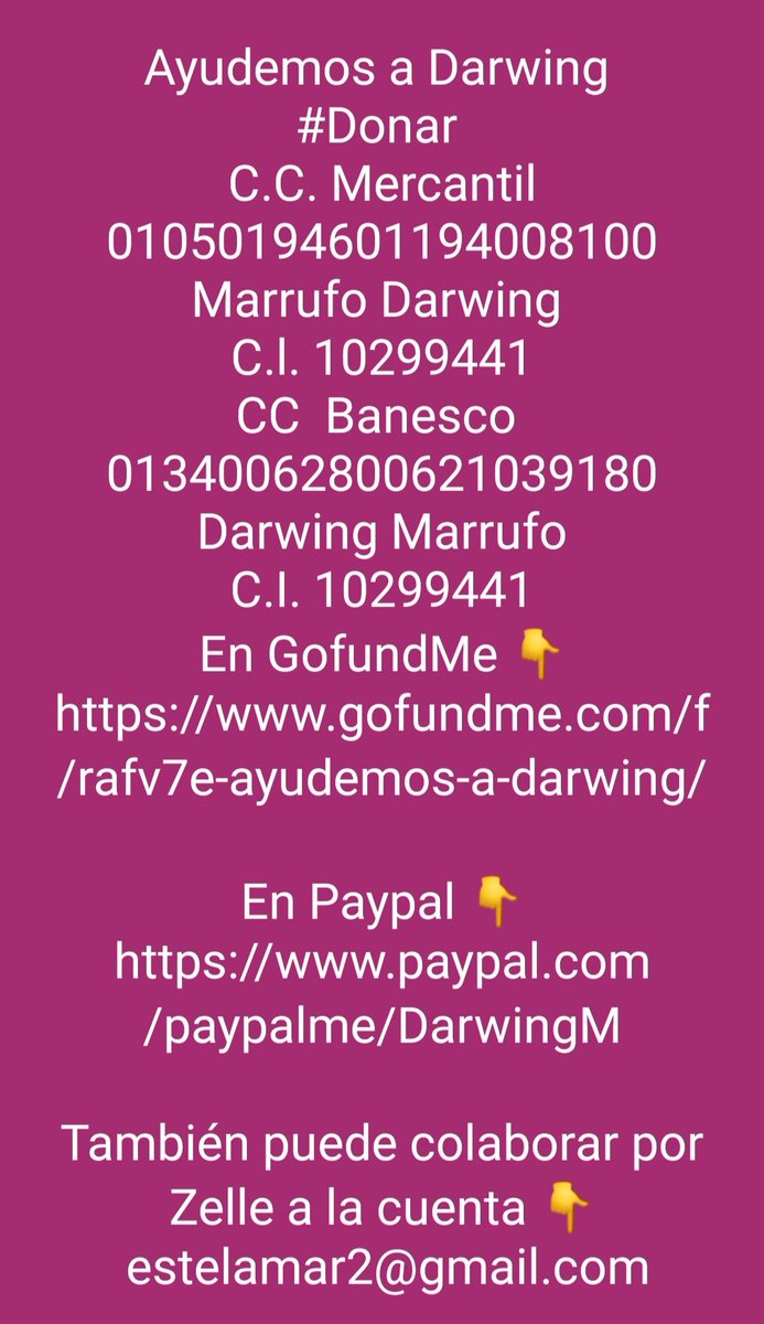 @Javierito321 Por favor Javier, ayudame
Tengo un tratamiento médico permanente muy costoso, vivo en Guánta Edo Anzoátegui Venezuela
Las medicinas son:
Lamotrigina de 100mg
Sertralina de 100mg
Memantina de 20mg
Quetiapina de 100mg
Pregabalina de 150mg
Clonazepam de 2mg
Candersartan de 16 mg https://t.co/ATDLj7JMnr