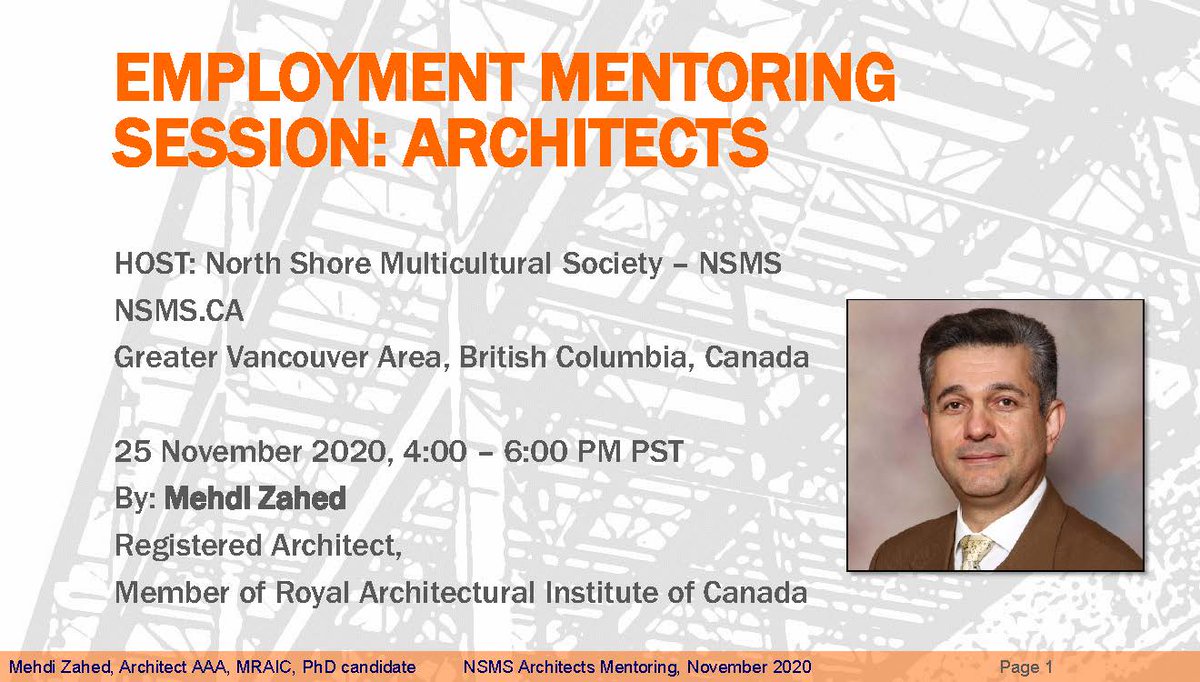 MehdiZahed's tweet photo. https://t.co/4dYyptoYKa
This was my great honour to present for NSMS in #Vancouver, #BC as a #foreign_trained #architect, I believe mentorship is a #life_long journey for #professionals in the field of #architecture @oaarchitects @RAIC_IRAC @theABarchitects #AIBC #AAA #OAA https://t.co/5fSCyUlzN7