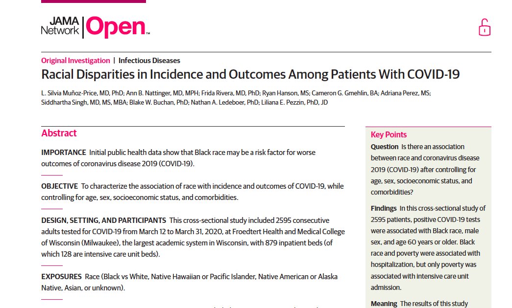 This cross-sectional study explored racial disparities in COVID-19 incidence and outcomes.Despite correlation between Black race and disease,no racial differences in indicators of disease severity emerged thereby dispelling myths related to racial biology
#Criticalstatistics_2020
