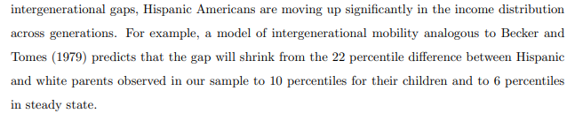 5/Hispanic American upward mobility is real. A recent paper by Chetty et al. found that although they started from a lower base, Hispanic Americans are as upwardly mobile as White Americans. http://www.equality-of-opportunity.org/assets/documents/race_paper.pdf