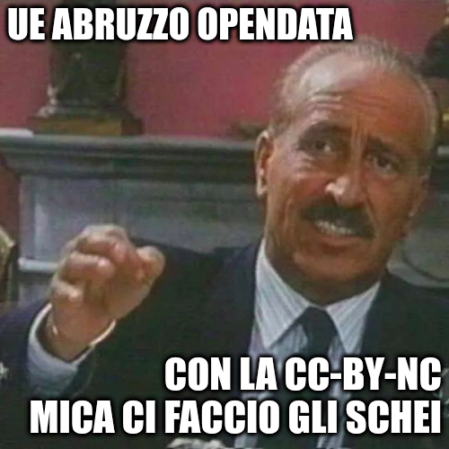gentilissimi referenti #opendata <a href="/Regione_Abruzzo/">Regione Abruzzo</a> sul vostro portale opendata.regione.abruzzo.it/catalog/?h=sea… ci sono licenze che non rientrano nel concetto di dati aperti Come possiamo pensare ad una crescita se non si permette lo sfruttamento commerciale? 
/cc <a href="/GiorgiaLodi/">Giorgia Lodi</a> <a href="/DatiGovIT/">DatiGovIT</a> <a href="/napo/">Maurizio Napolitano</a>