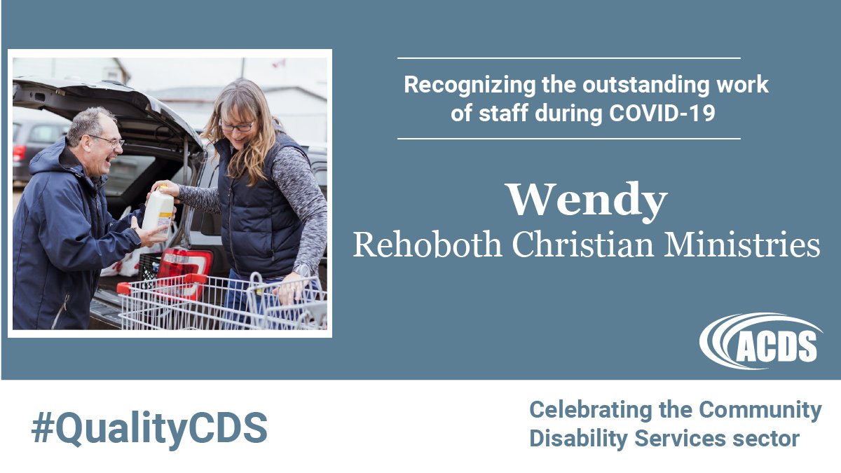 ACDS_online's tweet photo. ACDS is recognizing staff from the Community Disability Services sector for outstanding work during COVID-19.

Thank you Wendy from @RehobothAlberta for your amazing work! Read this story and others here: https://t.co/0moqDQRpFo #QualityCDS https://t.co/jzfxvszZwR