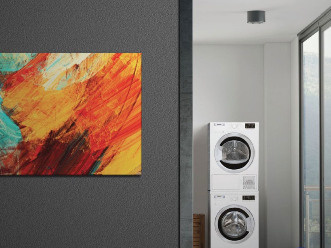 Dealing with a tight squeeze? 
Check out Blomberg's heat pump washer + dryer. Heat pump technology is a good choice for when it's impossible to vent to the outside.  Get a $500 rebate when you buy the Blomberg Heat Pump Dryer and matching Washer set. Details on our website.