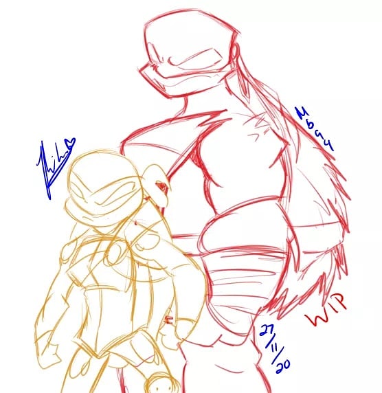 Mikibby94's tweet photo. He about to WIP some butt. #mikisart
((Raph why must you be so large!!)) 

#tmnt #wip #workininprogress #rottmntraph #riseoftheteenagemutantninjaturtles #riseofthetmnt #riseoftmnt #rottmnt #rottmntmikey #mikey #raph #sketch #draws #saverottmnt #saveriseofthetmnt #hamatoliveson https://t.co/yAnrqwbmCc
