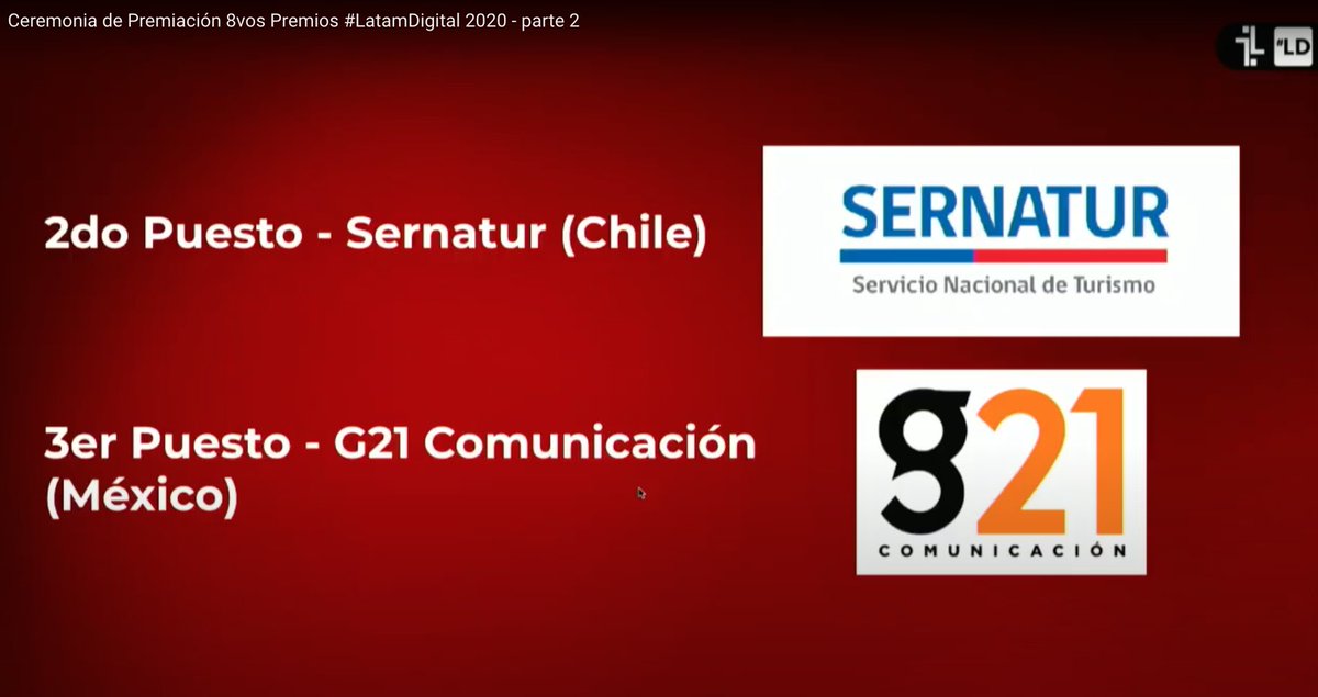 CyberCenter_CL's tweet photo. 👏👏👏 ¡Estamos felices! Nuevamente hemos sido reconocidos. Esta vez con el 2do Lugar en la categoría "Mejor Estrategia de Turismo Digital" en los premios #LatamDigital con la campaña "Sonidos para Viajar" para @Sernatur 🎉 https://t.co/COkBaVAFl6
