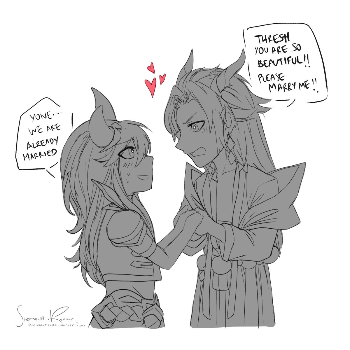 A quick doodles ✨ of my cute and favorite ship from LoL #spiritblossom #LeagueOfLegends #LeagueOfLegendsFanArt #yone #thresh They are just so cute and make me happy ?❤️?