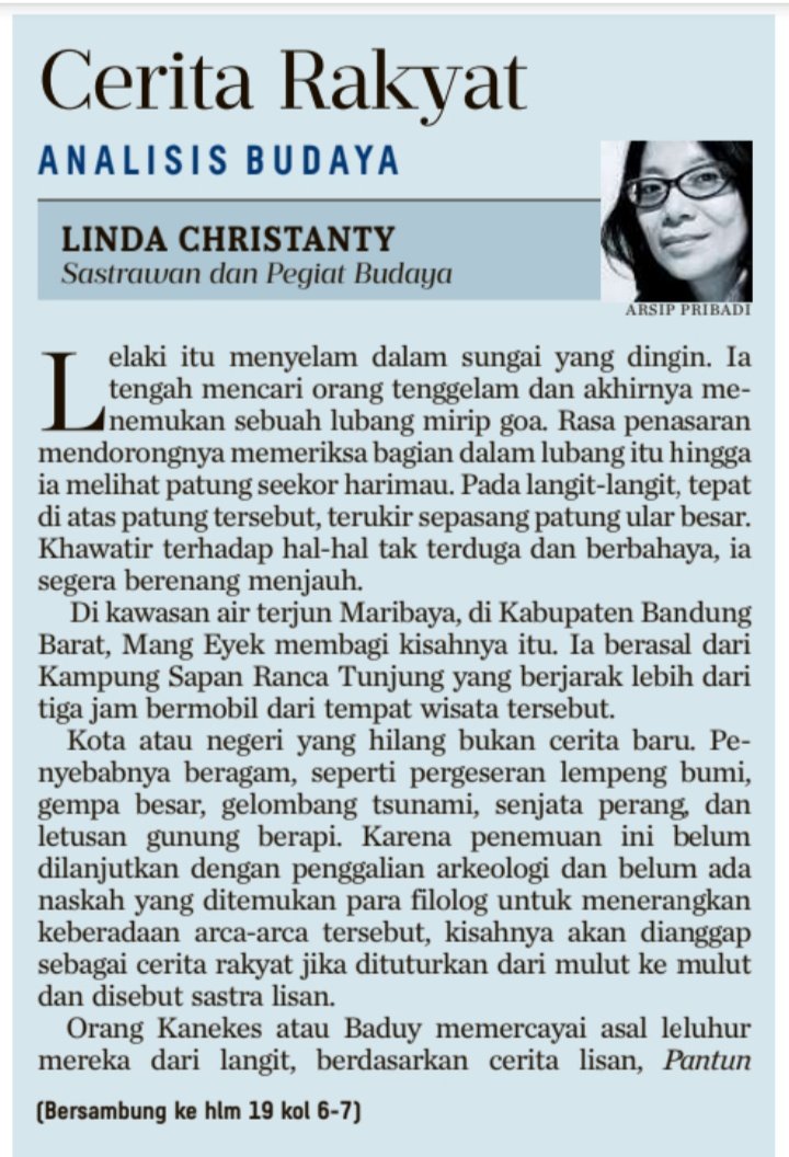 lindachristanty's tweet photo. Teman-teman, silakan membaca esai saya di suratkabar Kompas hari ini, tentang bahasa tanpa penutur, peradaban yang terkubur, situs Gunung Padang, dan Enheduanna, penyair pertama di dunia. https://t.co/j6l1e3O2IF