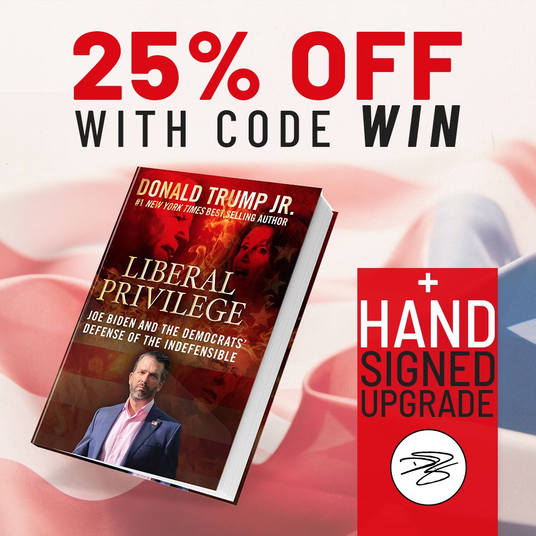 Guys for #BlackFriday we are doing an awesome sale of Liberal Privilege. Get 25% off and a free upgrade to the autographed version only on donjr.com. 
A great gift for the conservatives in your life or to troll the liberals you love. Check It Out!!!