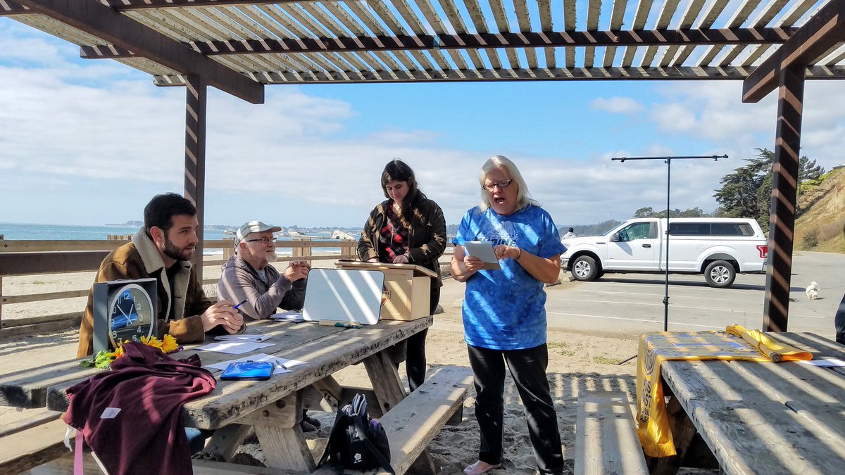 It was windy the last time we met on the beach. We had to take our banner down and lay it on a picnic table. #aptosnoontoastmasters