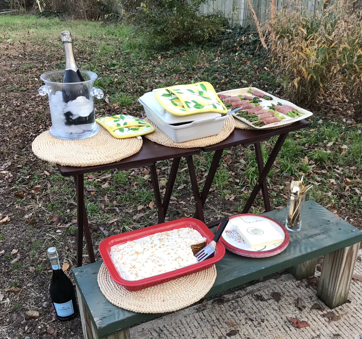 This year we started a new tradition on our block. Socially distant Thanksgiving leftovers potluck in the alley. Making the best of 2020 in #Brookland. Love my neighborhood!