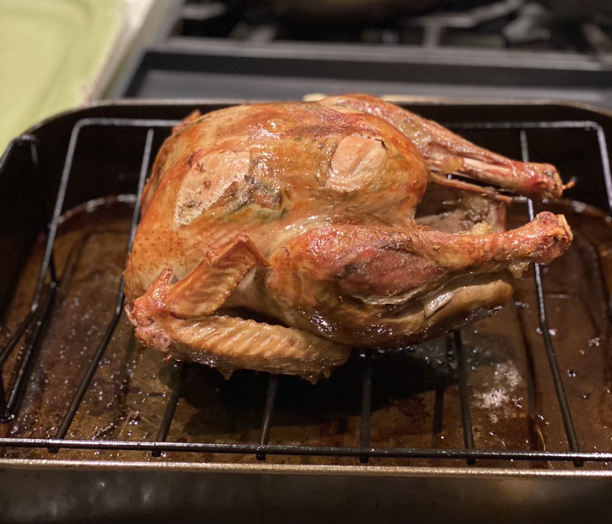 Thanksgiving experiment with positive results! Sous vide whole turkey followed by oven created moist yet crispy brown bird. Ignore gashes in skin...aggressive with seasoning #turkeyday