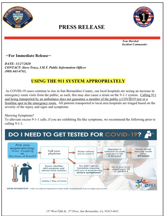 sbcountyimt's tweet photo. USING THE 911 SYSTEM APPROPRIATELY is vital during the COVID-19 Pandemic. https://t.co/sfNauTXnEs