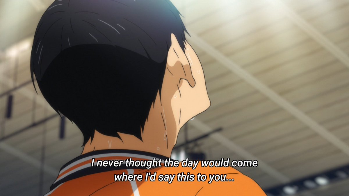 As the narration moves to one of the most special moments for Hinata and Kageyama's dynamic, the payoff is just that more impactful coming off the themes communicated right before. A fantastic sequence of moments