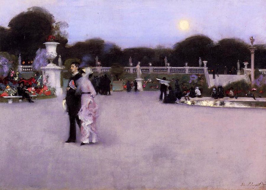 John Singer SargentLuxembourg Gardens at Twilight; oil/canvas [1879]