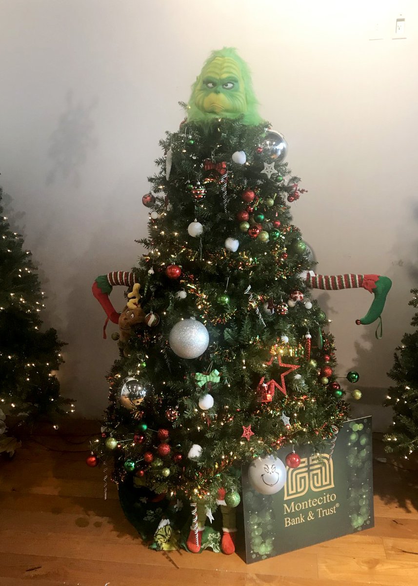 Today's featured tree: Montecito Bank's How The Grinch Stole The X-Mas Tree! (To purchase this tree and have it safely delivered to your home, come see us at The Oaks Mall or visit us online!) hospiceoftheconejo.org/festival-of-tr…