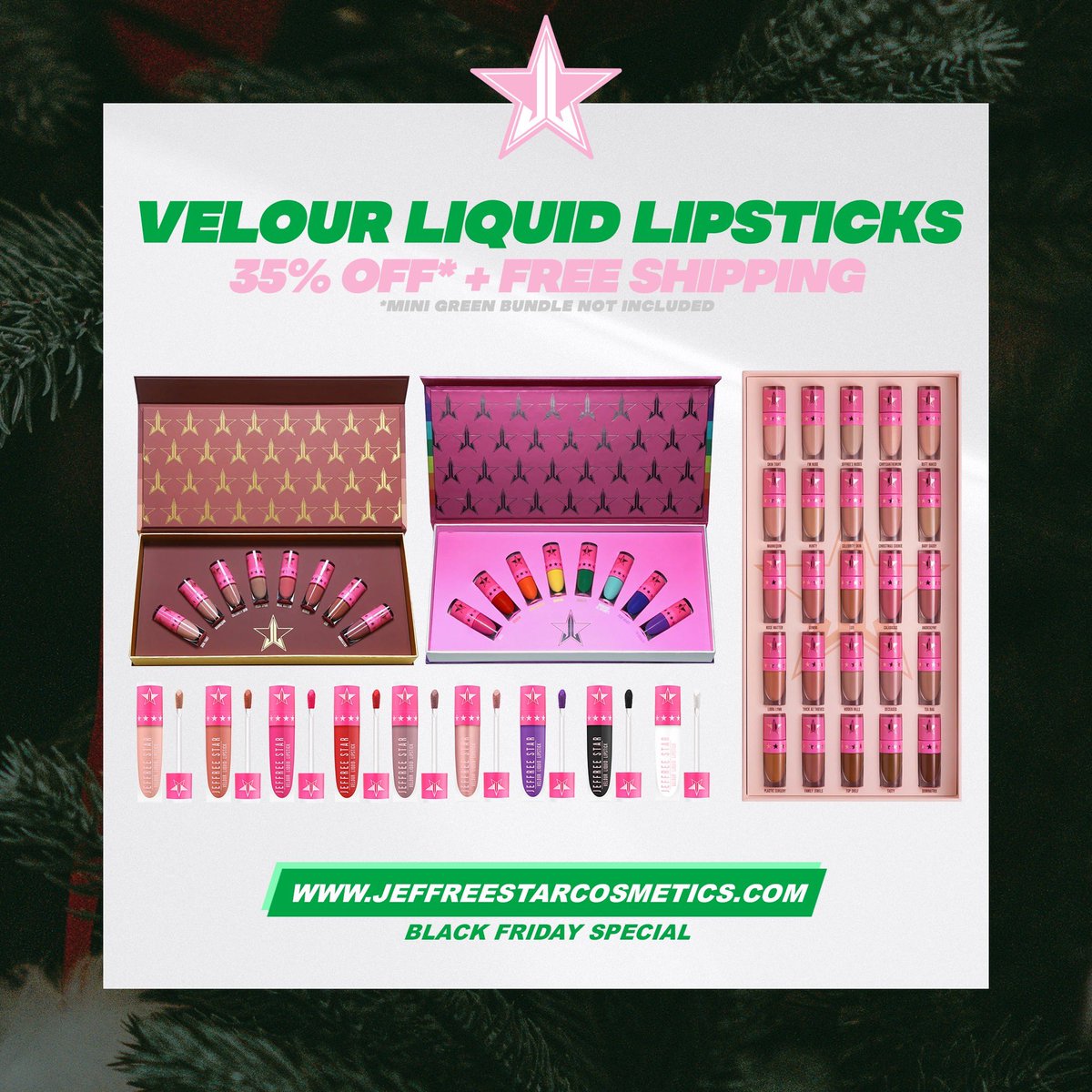 Jeffree Star (@JeffreeStar) on Twitter photo 28/11/2020 00:48:00 EVERY single liquid lipstick & bundle is 35% OFF!!!! 🔥 SHOP: bit.ly/3fGrZ4e EVERY single liquid lipstick & bundle is 35% OFF!!!! 🔥 SHOP: bit.ly/3fGrZ4e