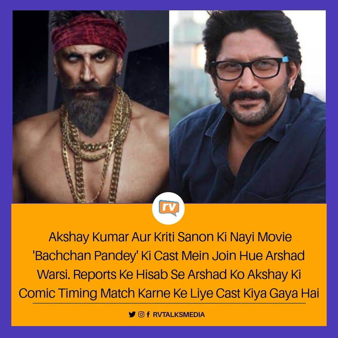 hinglishgram's tweet photo. Actor Akshay kumar Aur Kriti Sanon Starrer 'Bacchan Pandey ' Ko Join Kiya Actor Arshad Warsi Ne 😍 @akshaykumar @kritisanon @ArshadWarsi #rvtalks #rvmedia #rvtalksmedia Ranbir #AmitabhBachchan #AkshayKumar #Bollywood #SalmanKhan #17YearsOfKalHoNaaHo #Pathan #BhushanKumar https://t.co/v4EgZUGCYg