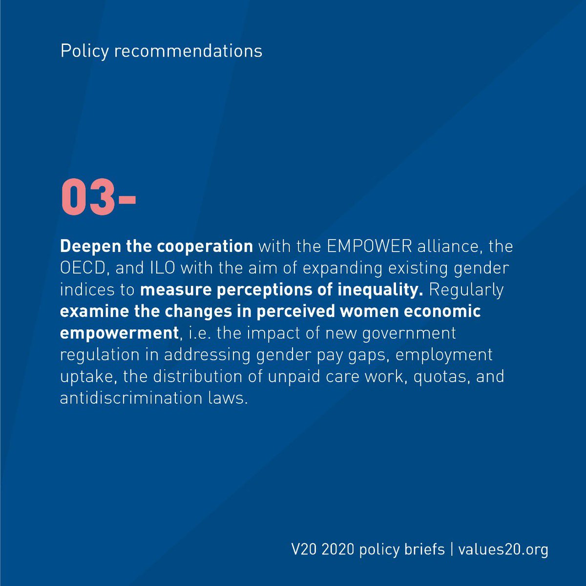 values20group's tweet photo. #GenderInequality and disempowerment of women remain among the most costly social injustices in our world. In this set of policy recommendations, we delve deeper into the issue. #V20 #ValueOfValues #Values20 https://t.co/Afq4GVB7su