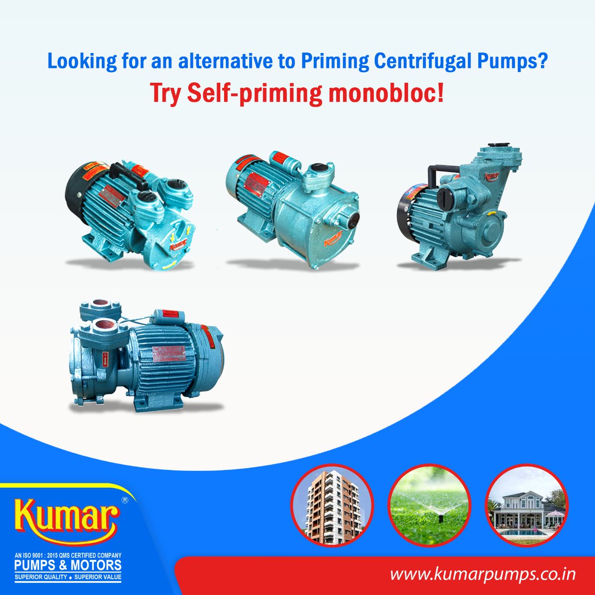 KumarPumps's tweet photo. Our Self-priming monobloc has hard gunmetal impeller for long product life. It has a rugged capacity to withstand wide voltage fluctuations from 180V to 250V. https://t.co/VFsLsDcqQw 

#SelfPrimingMonobloc #KumarPumps #monobolic #bestqualityproducts https://t.co/EbXzahT14p