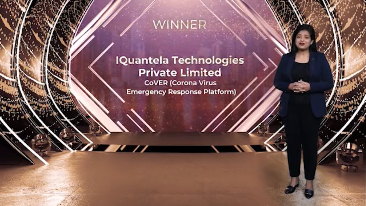 quantelainc's tweet photo. A BIG win for @quantelainc at the just concluded @ET_Government #ETGSCF. We've bagged the Smart Health Initiative of the Year 2020 #award for our CoVER (#CoronaVirus Emergency Response) Platform which has impacted 1.7 bn people. Thanks to the eminent jury for this recognition. https://t.co/r5RROXvnf0