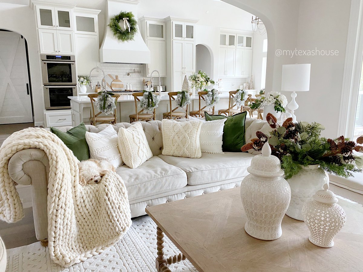 Got some new Christmas pillows from <a href="/HomeDepot/">The Home Depot</a>! My pretty white pierced ginger jar is from #thehomedepot too! Link: rstyle.me/cz-n/en5qmwb8u… Check my new blog post with more photos &amp; links to this space! #ad 
mytexashouse.com/living-room-re…
