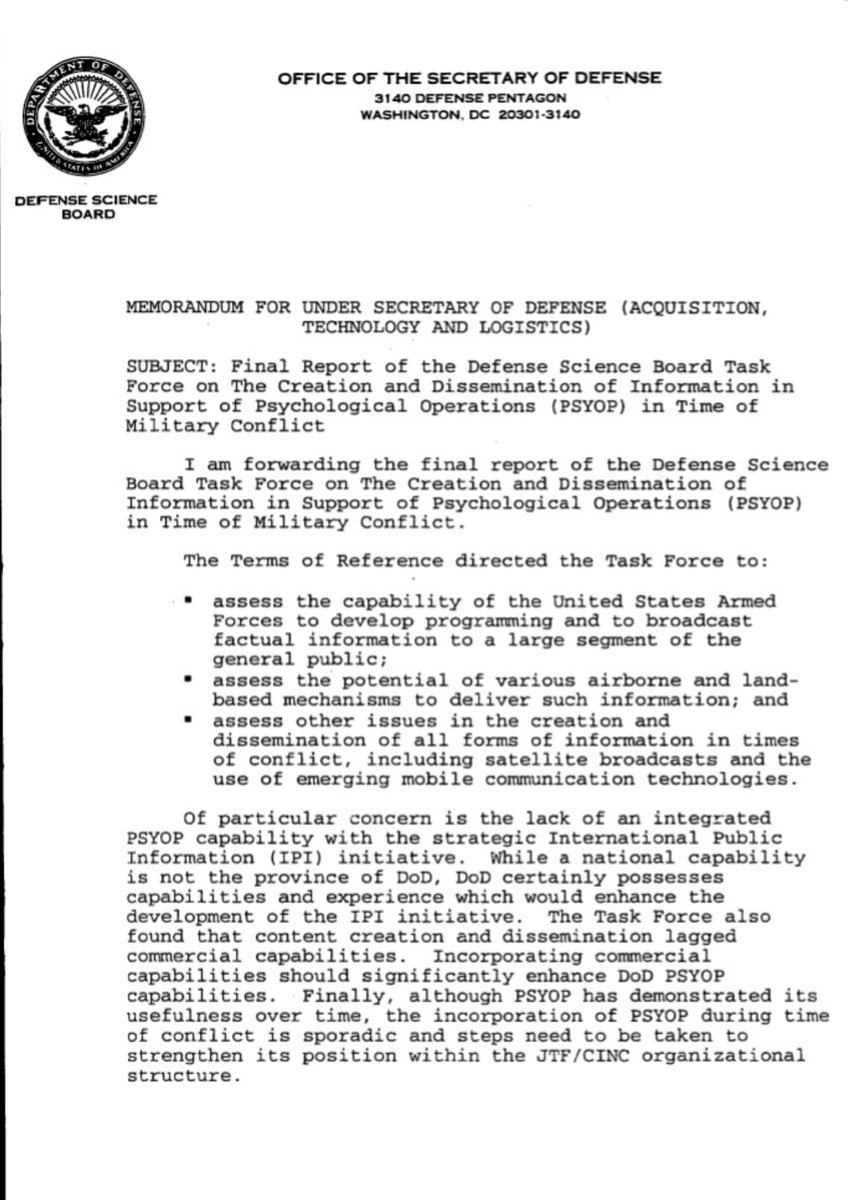 Black Vault Declass: PSYOPThe Creation and Dissemination of All Types of Information Warfare and Psychological Operations (PsyOp)Thus 20 year old report helps to define and clarity concepts and methods, modern practice now far more advanced 68 pg pdf https://www.theblackvault.com/documents/ADA382535.pdf