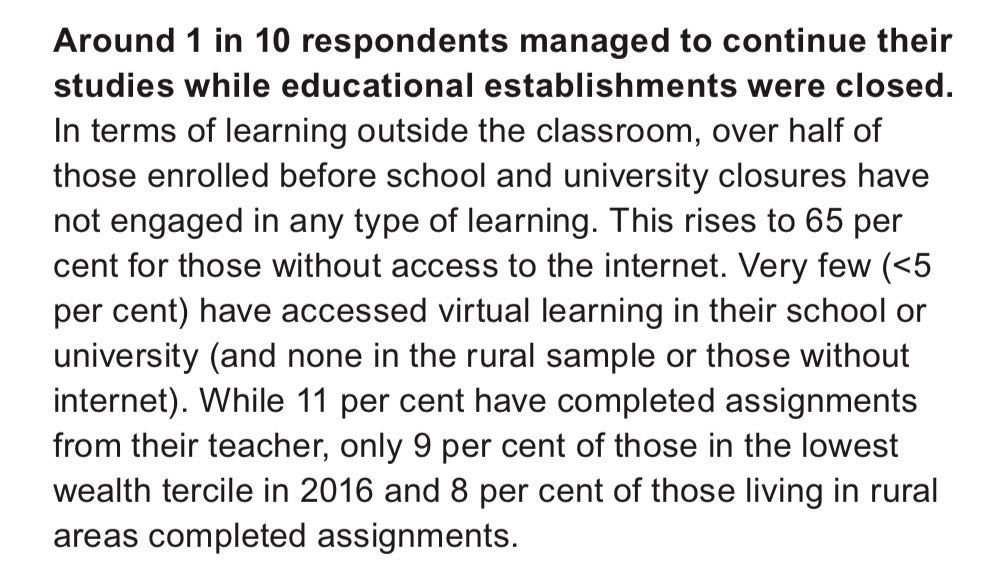 Jaime Saavedra (@jaimesaavedra22) on Twitter photo From <a href="/yloxford/">Young Lives</a> In Ethiopia only 1 in 10 managed to continue studies while schools were closed . younglives.org.uk younglives.org.uk/content/news-r… From <a href="/yloxford/">Young Lives</a> In Ethiopia only 1 in 10 managed to continue studies while schools were closed . younglives.org.uk younglives.org.uk/content/news-r…