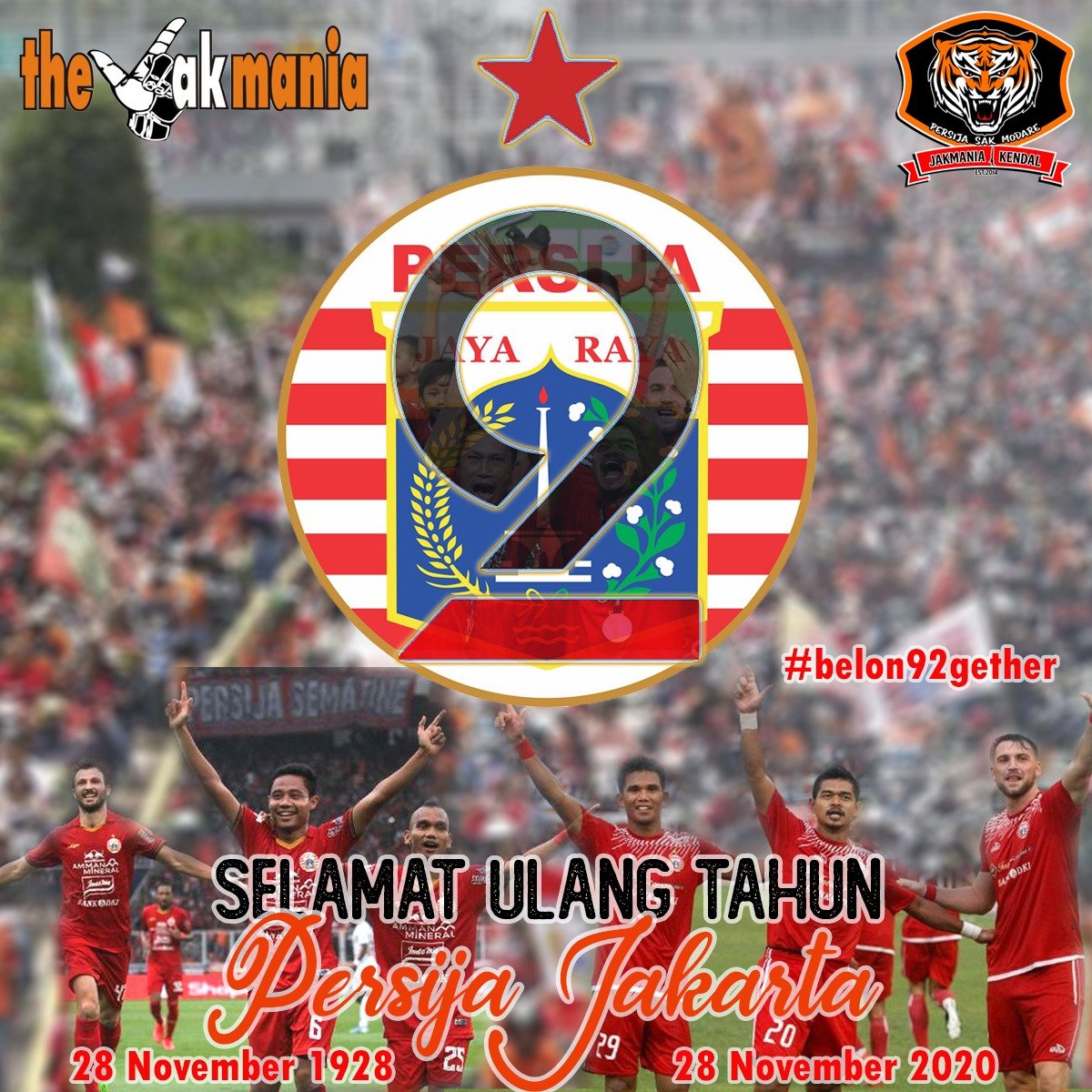 @JakmaniaKendal (@jakmaniakendal_) on Twitter photo Selamat Ulang Tahun klub Kebanggaan <a href="/Persija_Jkt/">Persija Jakarta</a> Teruslah berjaya di negri ini dan dunia #Belon92gether Selamat Ulang Tahun klub Kebanggaan <a href="/Persija_Jkt/">Persija Jakarta</a> Teruslah berjaya di negri ini dan dunia #Belon92gether