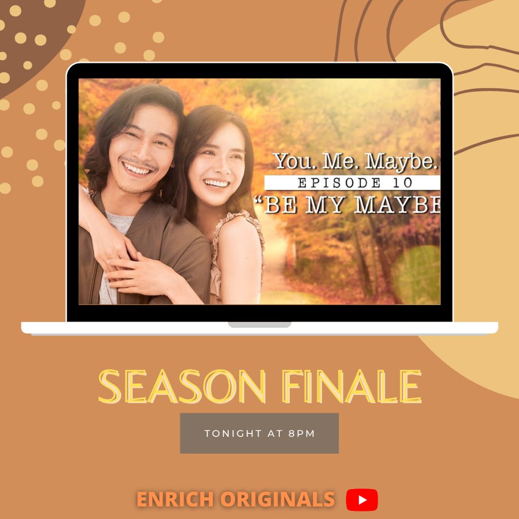 erichguniverse's tweet photo. SEASON FINALE! 😭

You. Me. Maybe. is down to its last episode so don’t miss it tonight at 8pm on ENRICH ORIGINALS’ YouTube Channel. 

Thank you @enrichoriginals, @erichgg and @mr_enchongdee for giving us YMM. 🧡

#YouMeMaybe #ErichGonzales #EnchongDee #EnrichOriginals https://t.co/H634CpLKZu