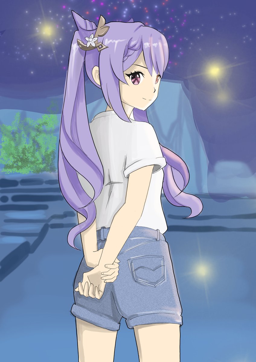 imajorflaw's tweet photo. Made a #fanart of #keqing in casual clothes as she shows you around in Liyue for her birthday 
#GenshinImpact #mihoyo https://t.co/h46kBprMIZ