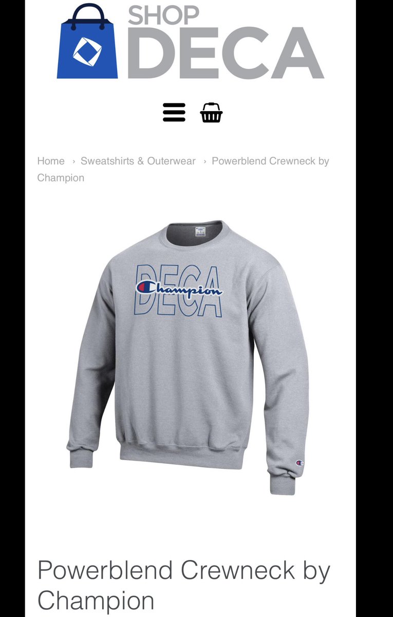 WEDECA's tweet photo. Day 27 of #DECAmonth - Your Favorite Shop DECA Product. 

This Champion sweatshirt is perfect to stay cozy during the cold winter months and rep your DECA spirit! So many different styles and colors to chose from on Shop DECA! 

#WEDECA #WeDECATogether #NextLevelDECA https://t.co/s6rTQ3nV6n