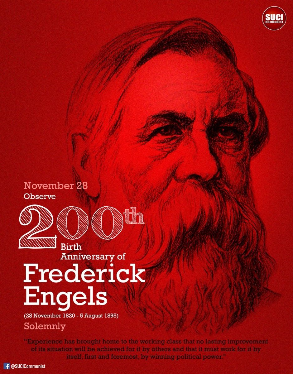 Observe 200th Birth Anniversary of Great Leader of the proletariat Comrade Frederick Engels solemnly.
#Engels200 #workingclass #Germany #Philosophy #Communist #Communism #proletariat #KarlMarx #socialism #engals