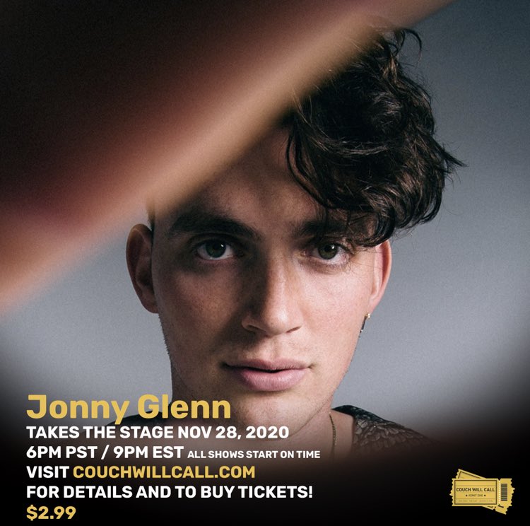 CouchWillCall's tweet photo. Jonny Glenn will be performing on Couch Will Call Tomorrow!! He hits the stage at 6PM PST/ 9PM EST and you don’t want to miss it 🎶. Click the link in our bio to purchase your ticket now🎫 🔥 

#couchwillcall #quarantine #quarantineconcert #virtualconcert #onlineconcert #concert https://t.co/r6hdVjygju