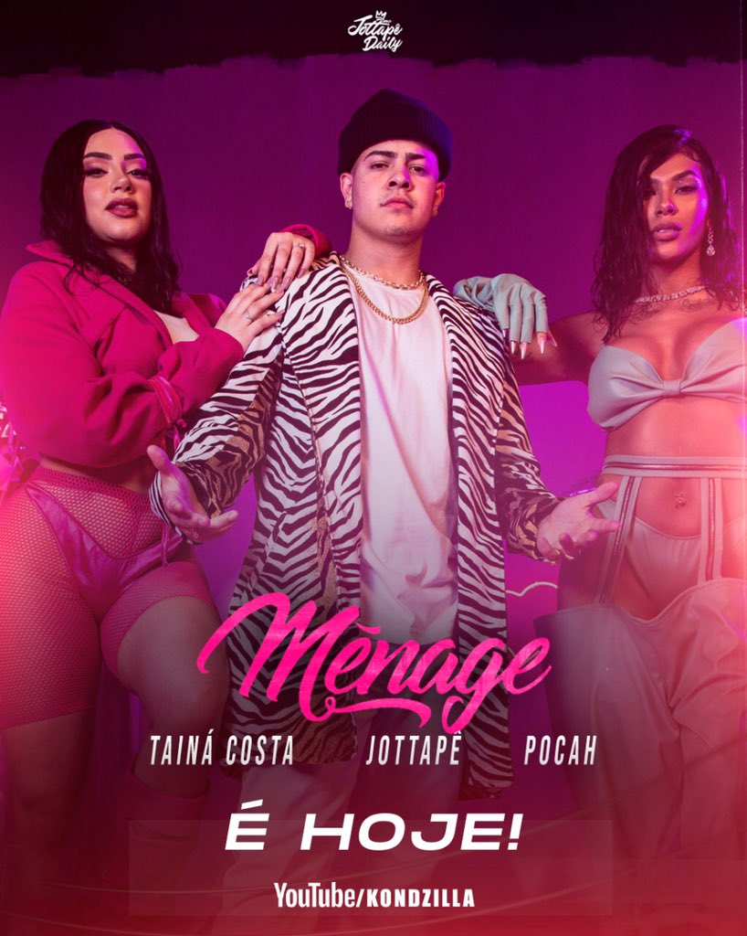JottapeDaily's tweet photo. Hoje tem lançamento de hit novo e quem está no controle é o @jottapeof, @eutainacosta e @Pocah! 🔥 #Menage https://t.co/lEi0yOjz9m