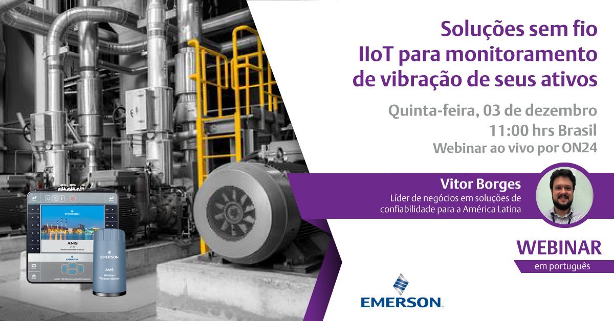 EMR_Auto_Brasil's tweet photo. Convidamos você para uma sessão na qual os especialistas detalharão as principais características das soluções Emerson disponíveis que irão solucionar suas necessidades de monitoramento de vibração.

Inscreva-se pelo link: https://t.co/ha5Dq1njmI #WebinarEmerson https://t.co/kNy7bQV76I
