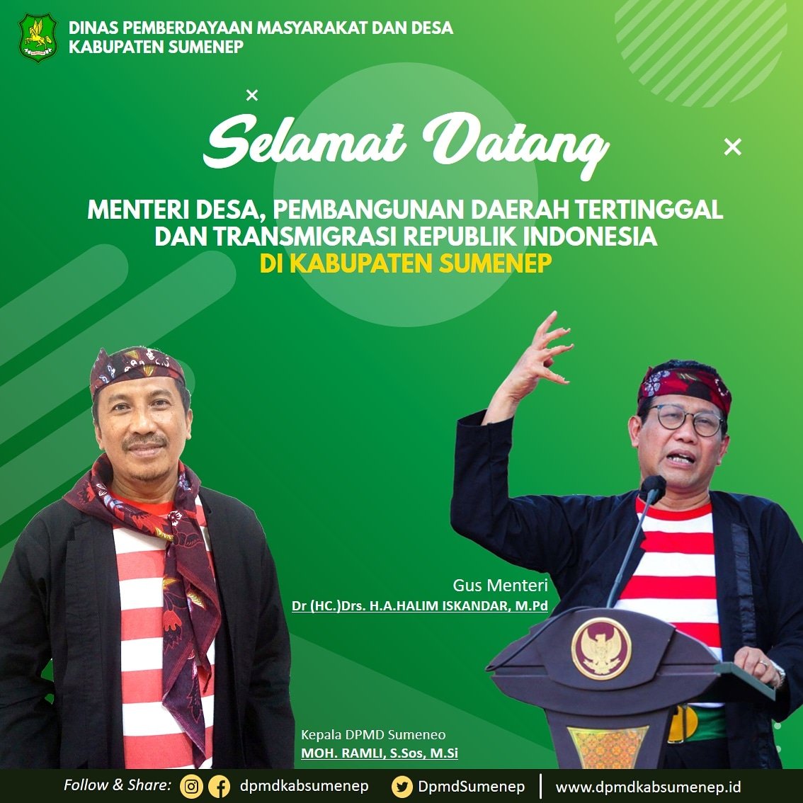 Dpmdkabsumenep's tweet photo. Selamat Datang Gus Menteri, A.Halim Iskandar di Kabupaten Sumenep

#rengdhisahjuara #rengdhisahmaju #rengdhisahbisa #Rengdhisah https://t.co/mIeUg0ASWd
