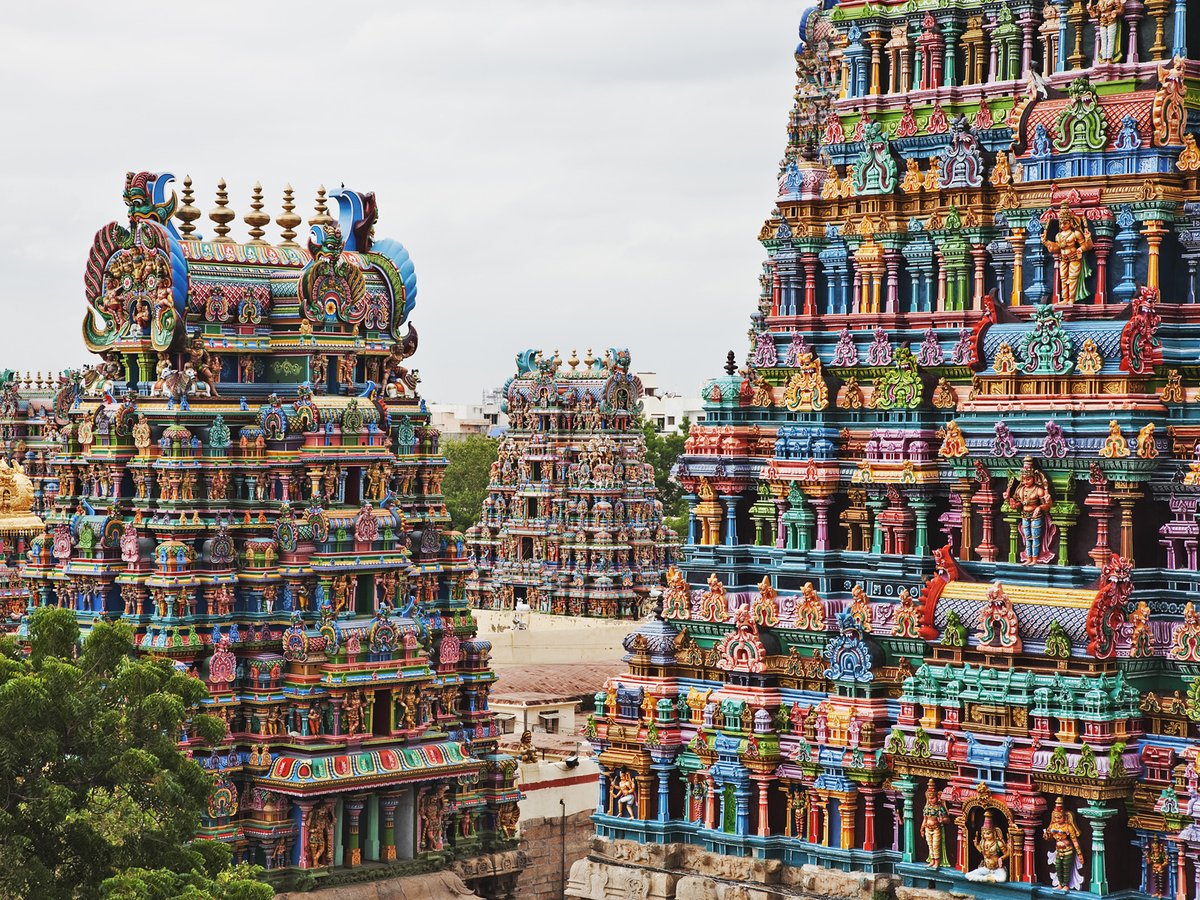 Dravidian Temple (India & Sri Lanka)A form of Hindu temple architecture native to South India and Tamil majority regions of Sri Lanka, it is characterized by the presence of one or more gopura (entrance towers) that are often brightly decorated.