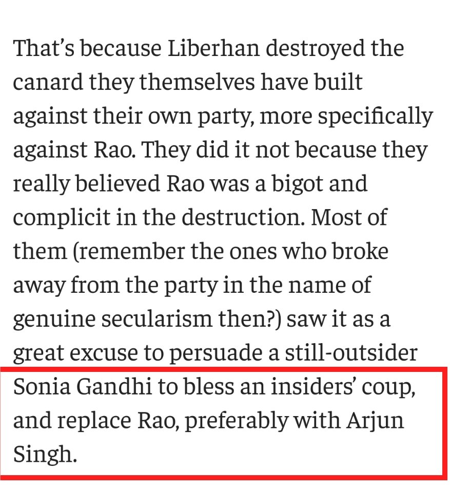 Senior Congress leaders tried to convince Sonia Gandhi for an imterna coup to occupy Rao's chair, but that did not happen & hence they blamed PVNR for 1992 & moved away frm Congress.