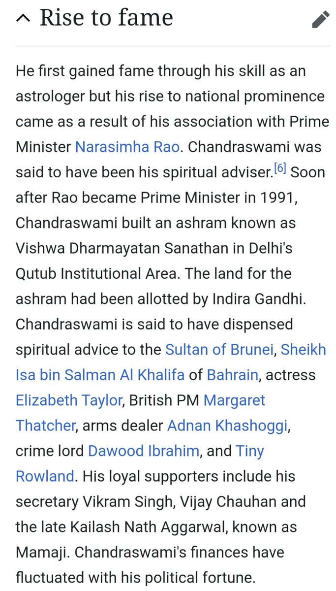 PVNR was close to Godman Chandraswami who was well known international agent, well connected to international lobby including arms dealer. Chandraswami was arrested in 97 & his trusted friend Su Swαmy openly defended him. I will write separate thread to expose SuSu &Chandraswami